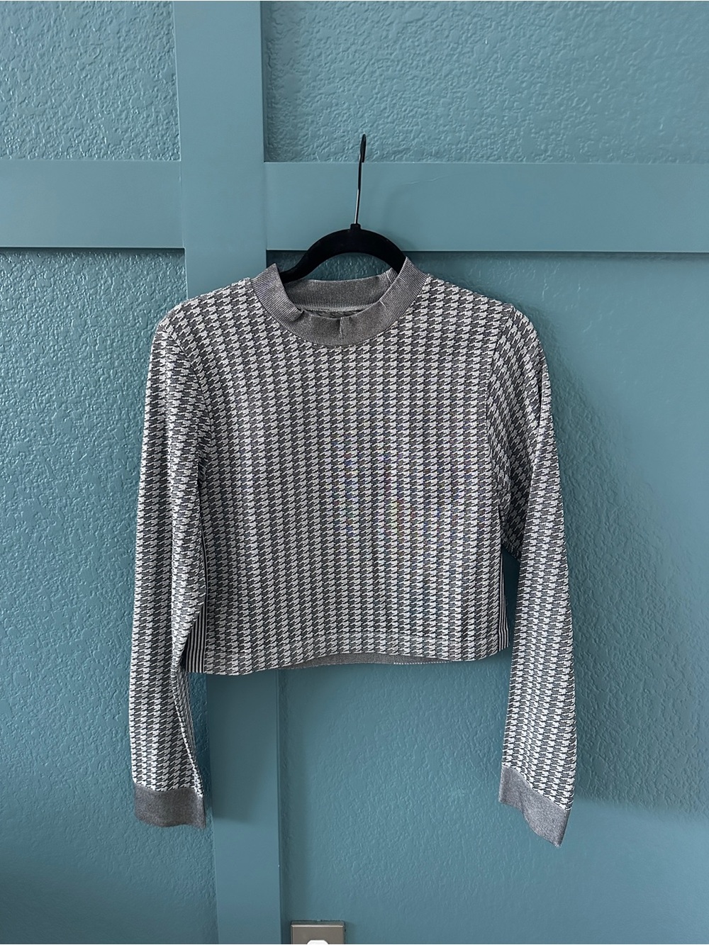 ANTONIO MELANI Gray Houndstooth Cropped Sweatshirt